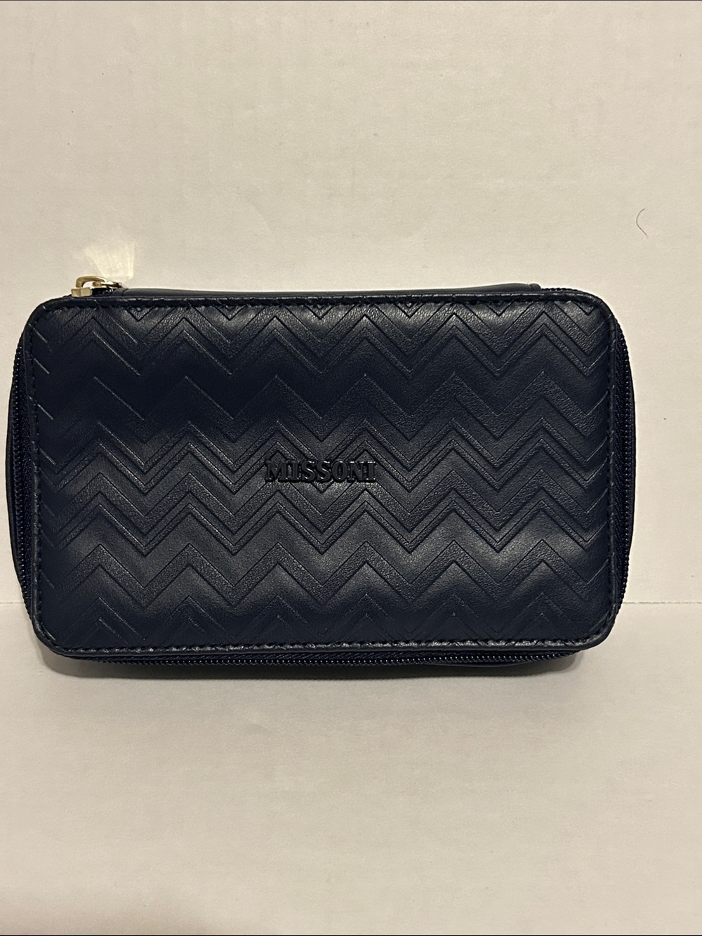 Missoni Navy Chevron Quilted Zip Pouch